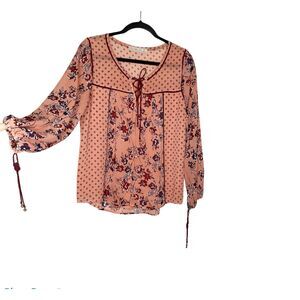 Abercrombie & Fitch Bishop Sleeve Tunic Top Sz Small Bohemian Floral Semi Sheer